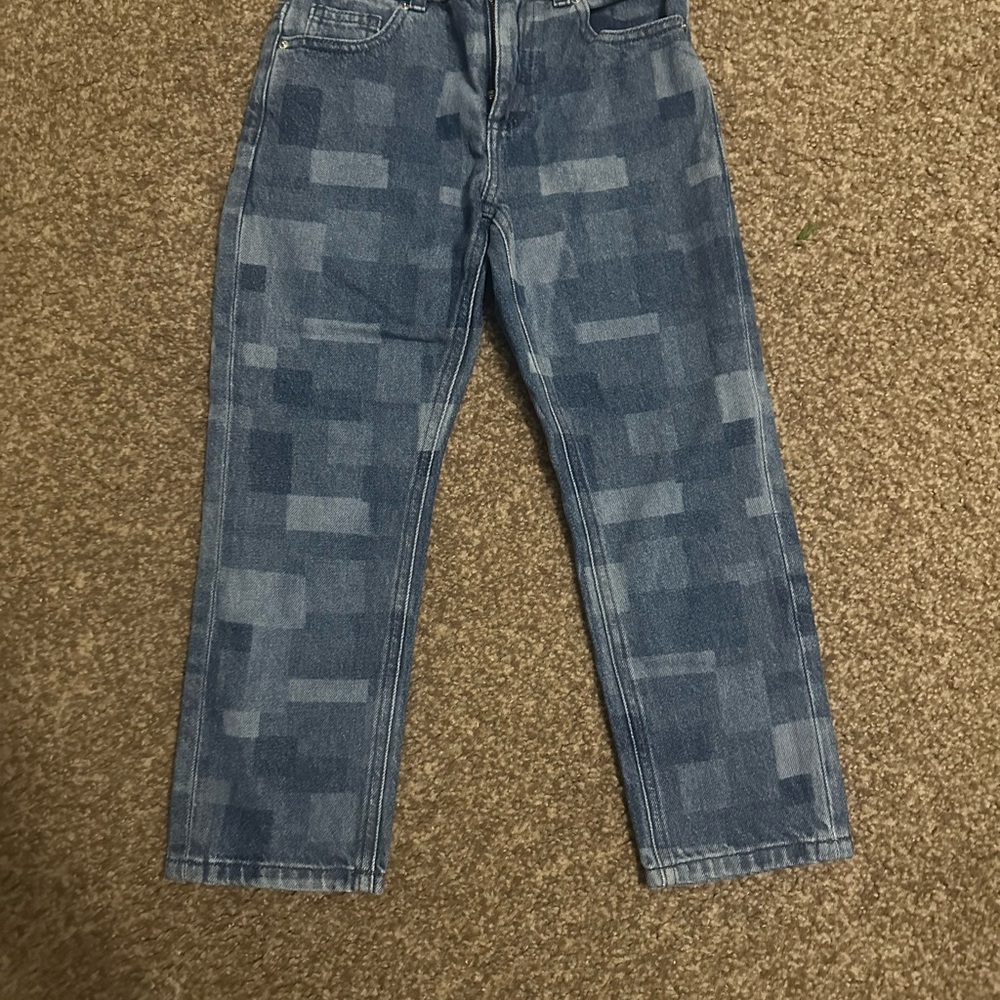 PacSun Blue Straight-Leg Patchwork Jeans